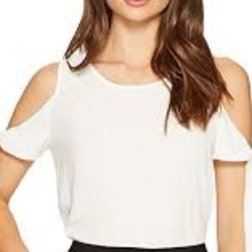 TopShop White Short Sleeve Cold Shoulder Tee NWT sz 8
